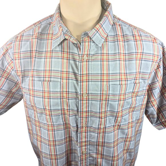 North Face Men's Large Short Sleeve Plaid Button Front Casual Shirt - Picture 5 of 11